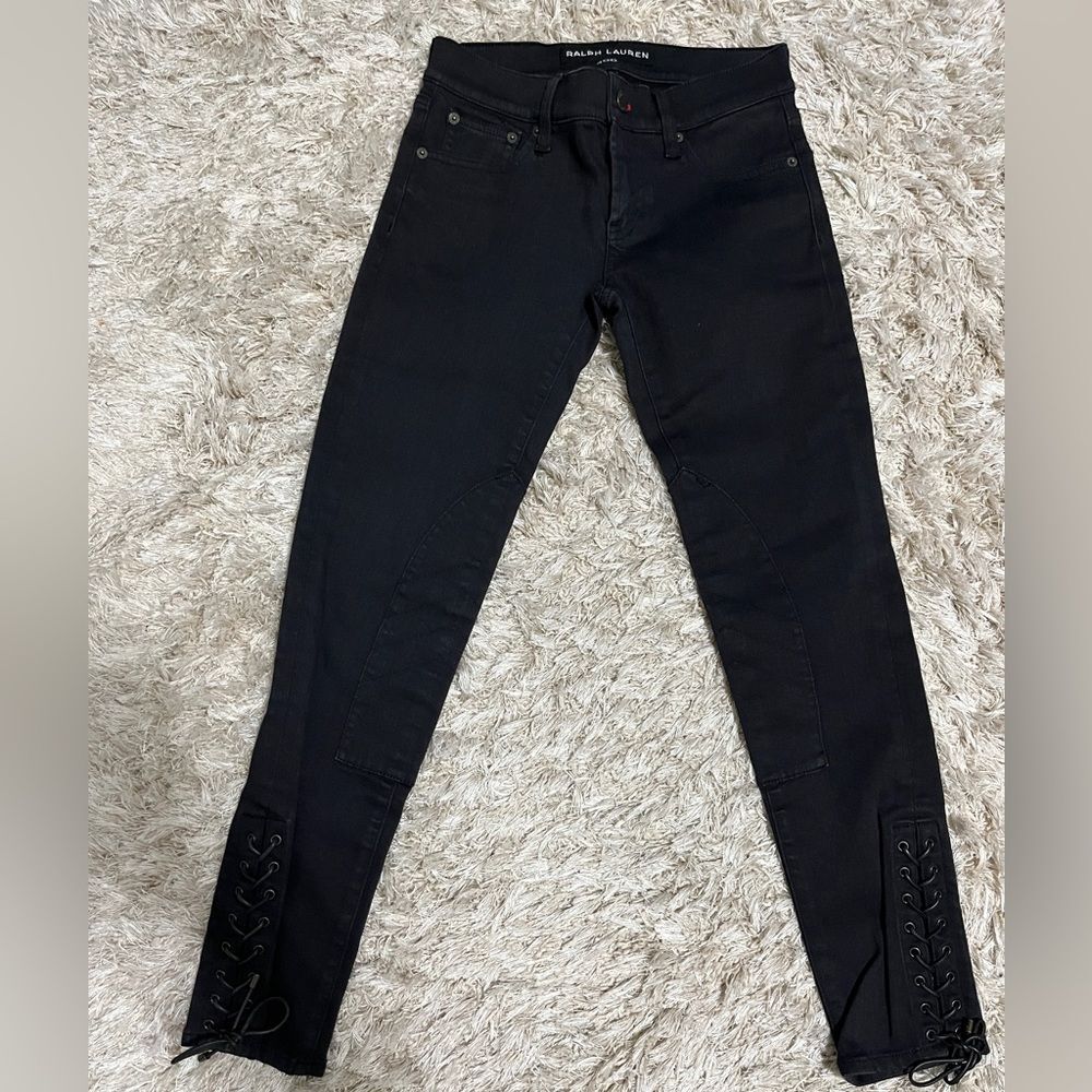 Black Ralph Lauren Jeans with Lace Up Tie Accent on the Ankles Size 26
